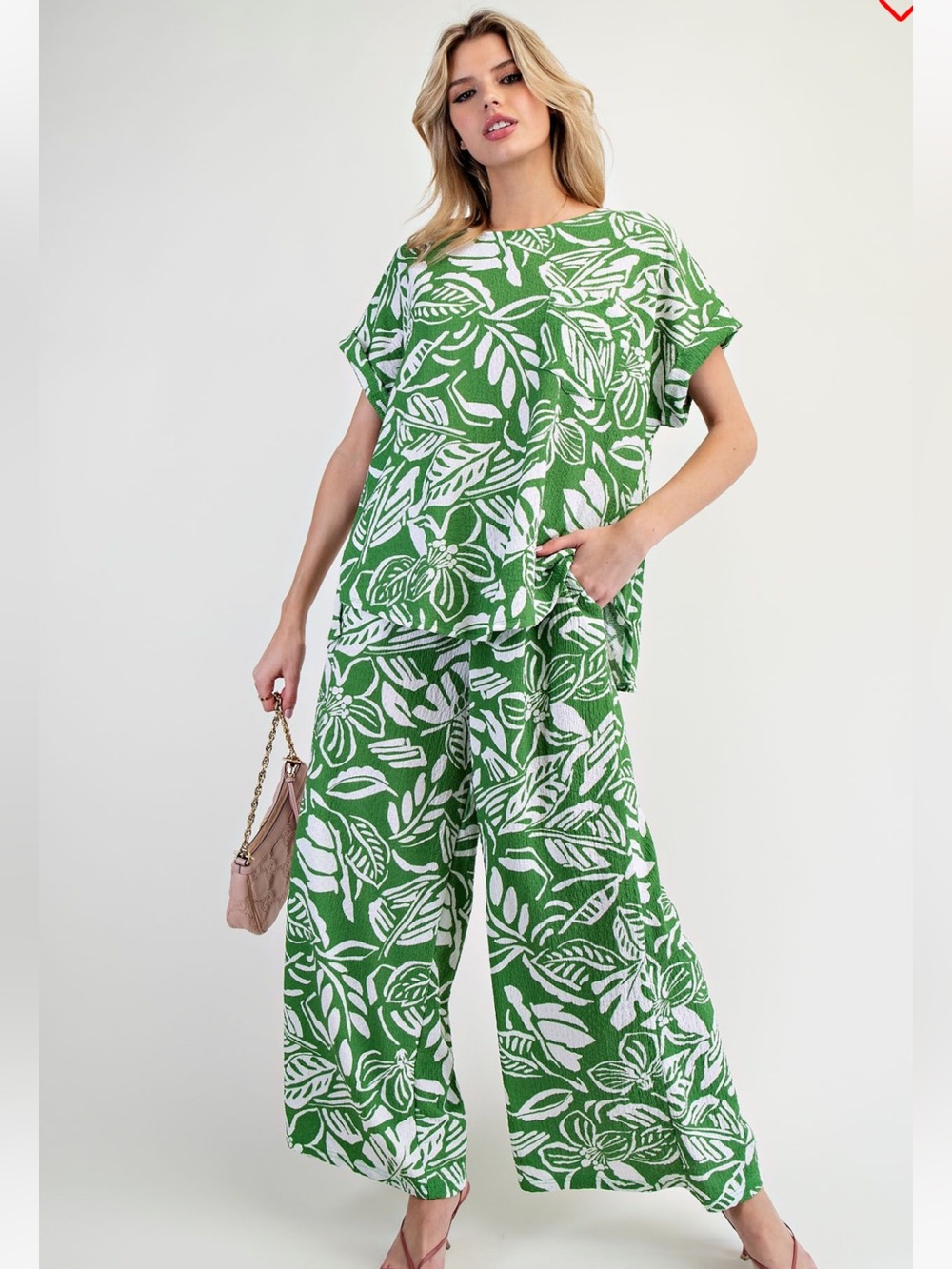 ES55- Bright Breathable Knit Floral Wide-Leg SET - Picture 4 of 6